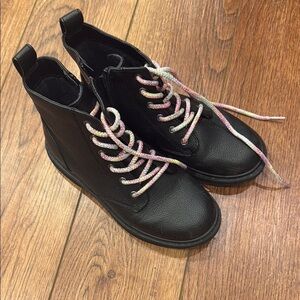 Black Boots with Multicolor Laces